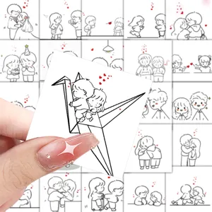 Set of 72 cute cartoon couple stickers for DIY notebooks and scrapbooking decoration.