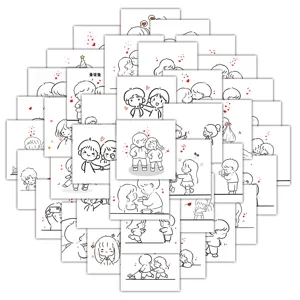 72-piece set of cute minimalist cartoon couple daily life stickers for DIY journaling decoration