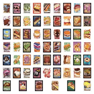 60pcs cute cartoon food stickers aesthetic dessert bread waterproof vinyl decals for phone case DIY