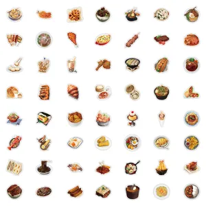 60 pieces food cartoon stickers fruit bread dessert creative diy waterproof decals for phone
