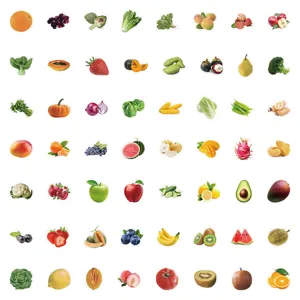 60 Pcs Fruit Vegetable Stickers Cute Aesthetic Vinyl Waterproof Decals for Laptop Journal