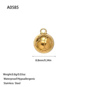 Gouden voetbal hanger van roestvrij staal voor DIY sieraden maken, 8.8mm maat