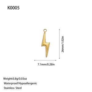 Vergulde roestvrijstalen bliksemschicht hanger voor DIY halsketting sieraden maken
