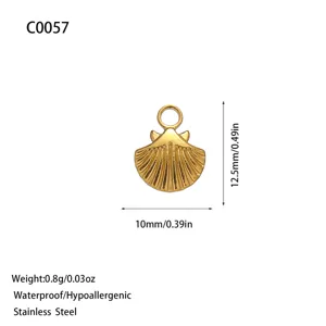 Goldener Muschel-Anhänger aus Edelstahl für handgefertigte DIY-Schmuckprojekte