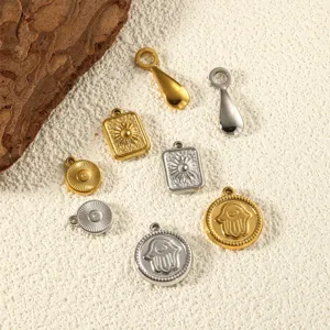 Gold and silver stainless steel Hamsa hand and sun charms for DIY jewelry making