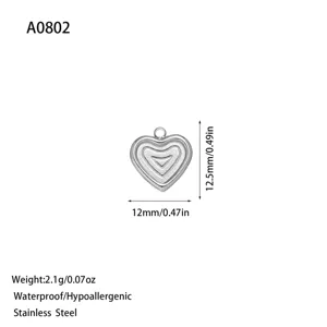 Stainless steel heart pendant accessory for DIY jewelry making, waterproof and hypoallergenic