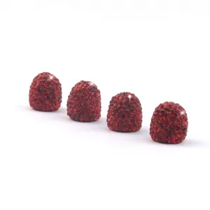 Red rhinestone tire valve caps, sparkling crystal universal auto stem covers 4pcs.