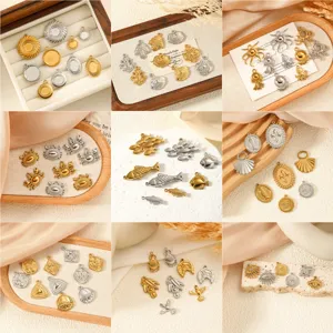 Detailed collection of 18K gold plated stainless steel charms for DIY jewelry making