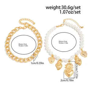 Tableau des tailles détaillé pour un ensemble de bracelets de cheville.
