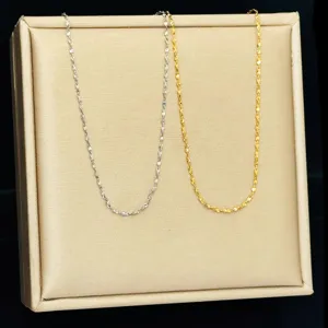Collier Chaîne Fine en Acier au Titane pour Femme Chaîne Seule Sans Pendentif Minimaliste Bijoux Plaqué Or Argent