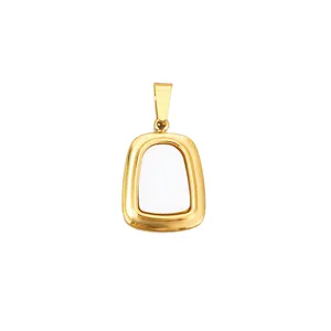 Elegant gold-plated stainless steel hollow trapezoid pendant for DIY jewelry design