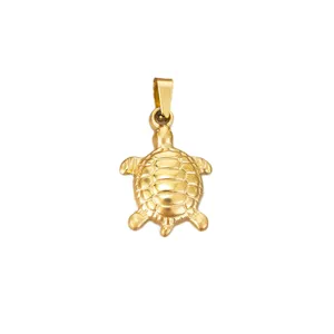Golden titanium steel turtle pendant charm for DIY ocean themed necklace jewelry