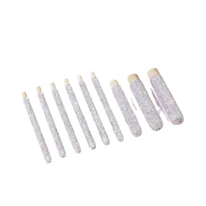 Set de mangos de madera para brochas de maquillaje con estrás, 9 piezas accesorios cosméticos.