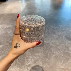 Boîte à bijoux rotative en strass scintillants organisateur de rangement multicouche