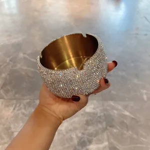 Cendrier en cristal strass luxe métal scintillant maison bureau accessoire de tabac