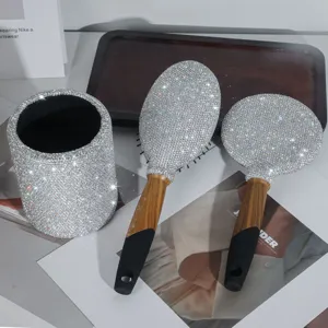 Glitzernde Strass Kosmetik Aufbewahrung und Haarbürste Set luxus Eitelkeit Organizer