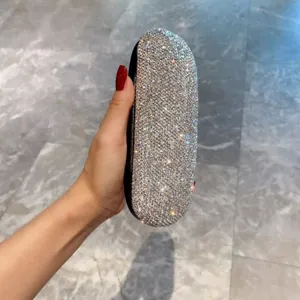 Glänzendes Strass Brillenetui Aufbewahrungsbox mit elegantem Hartschalen Design für Alltag