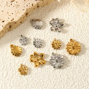 Roestvrij Stalen Bloem Blad Zonnebloem Madeliefje Hanger Charms Voor DIY Sieraden Maken 18K Goud Vergulde Accessoires