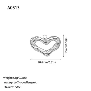 Silver stainless steel irregular heart pendant for DIY jewelry making accessories
