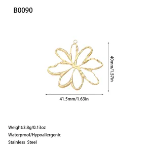 Minimalist flower shaped stainless steel pendant with 18k gold plating for DIY jewelry