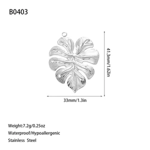 Spécifications détaillées pour ce pendentif en feuille de monstera en acier inoxydable