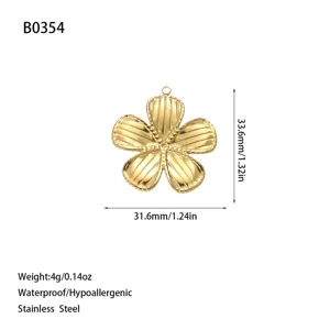 Exquisite 18K gold plated flower pendant charm in stainless steel for DIY jewelry