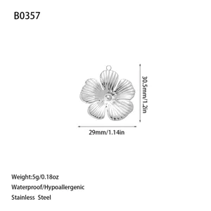 Stainless steel silver flower pendant charm for DIY jewelry making and craft projects