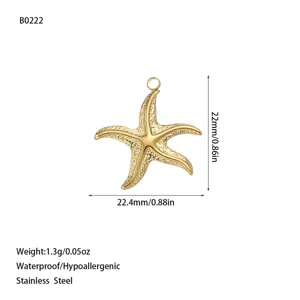 Misure dettagliate e specifiche del materiale per il ciondolo a stella marina dorata