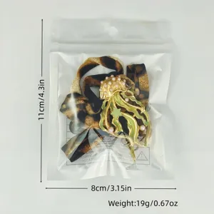Luminous jellyfish pendant necklace with leopard print ribbon in 11x8cm packaging
