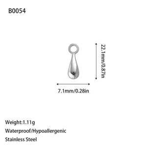 Dimensions and weight specifications of silver teardrop stainless steel pendant