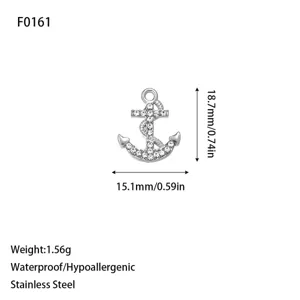 Stainless steel crystal anchor pendant charm detailed specifications and dimensions