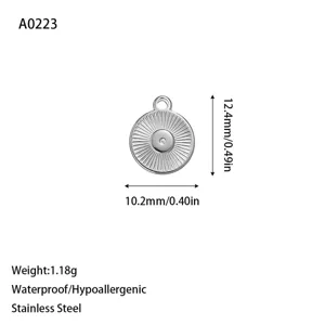 Detailed size chart for sunburst pattern stainless steel pendant DIY jewelry accessory