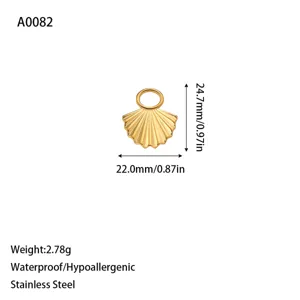 Gold stainless steel shell pendant measurements and specifications for DIY jewelry