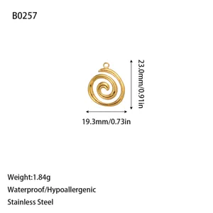 Detailed size and weight specs for a gold stainless steel spiral pendant DIY accessory