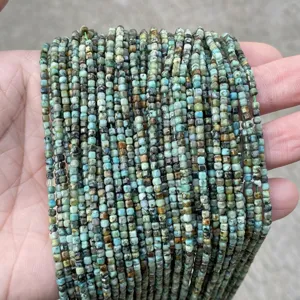 2mm natürliche afrikanische Türkis-Würfelperlen für DIY handgemachten Schmuck Handwerk