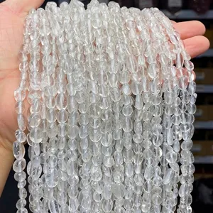 Perles Naturelles de Quartz Clair en Forme de Pépite Irrégulière pour la Création de Bijoux DIY Bracelet Collier