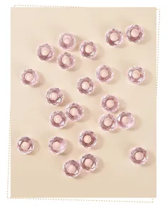 Detailed view of 14mm pink faceted crystal rondelle beads for jewelry making