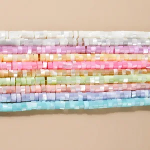 Perle Distanziatrici a Disco in Madreperla Naturale Colorata 2x4mm Perle Sfuse Piatte per Creazione di Gioielli Fai da Te Collana Braccialetto