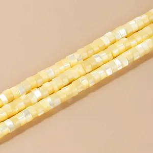 Perline distanziatrici in madreperla gialla naturale 2x4mm per gioielli fai da te