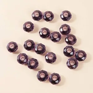 14mm purple crystal faceted flat beads with large holes for DIY jewelry making crafts