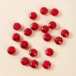 Faceted 14mm red crystal rondelle beads with large holes for jewelry making