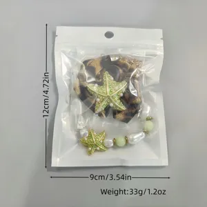 Gedetailleerde weergave van lichtgevende groene zeester ketting set met afmetingen