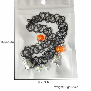 Halloween luminous ghost bat pumpkin choker necklace with dimensions and 8.2g weight