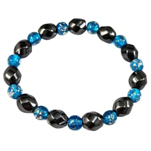 Leuchtendes blaues Glas und unregelmäßiges Hämatit-Perlenarmband für Yoga-Energie und Fitness