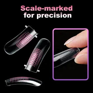 Clear dual forms for nail extensions with precision scale markings for DIY manicure