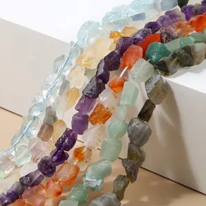 Natürliche Unregelmäßige Rohstein Perlen Gebohrt Amethyst Rosenquarz Achat Tigerauge Lose Perlen Für DIY Schmuckherstellung Zubehör