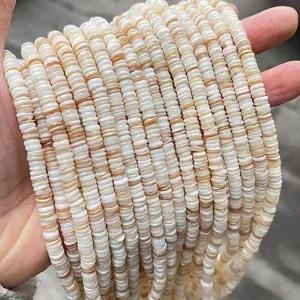 Macrodetail van 6x2mm natuurlijke zoetwaterschelp tussenkralen voor DIY-sieraden