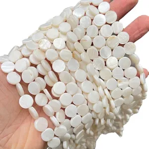 Perline piatte tonde in madreperla naturale d'acqua dolce da 12mm per creazione gioielli fai da te