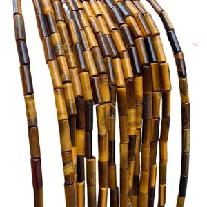 Natural yellow tiger eye 4x13mm cylindrical tube beads for DIY jewelry making