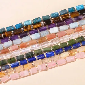 Perles Tubes Facettées en Pierre Naturelle Perles d'Espacement Cylindriques pour la Fabrication de Bijoux DIY Colliers Bracelets Cadeau Femme